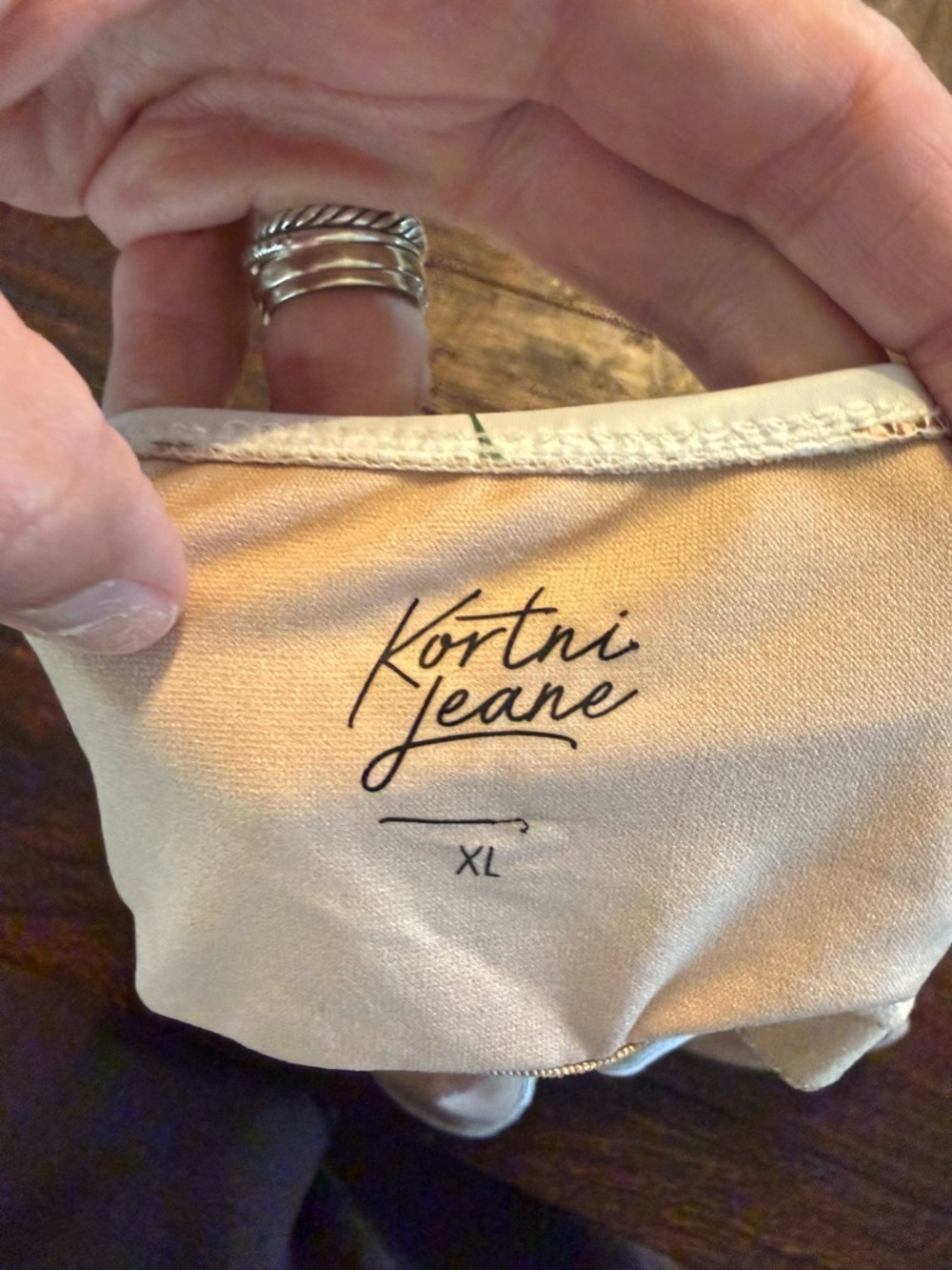 Kortni Jeane Cream and Brown Tiger-Print Peplum swim top - Picture 3 of 4